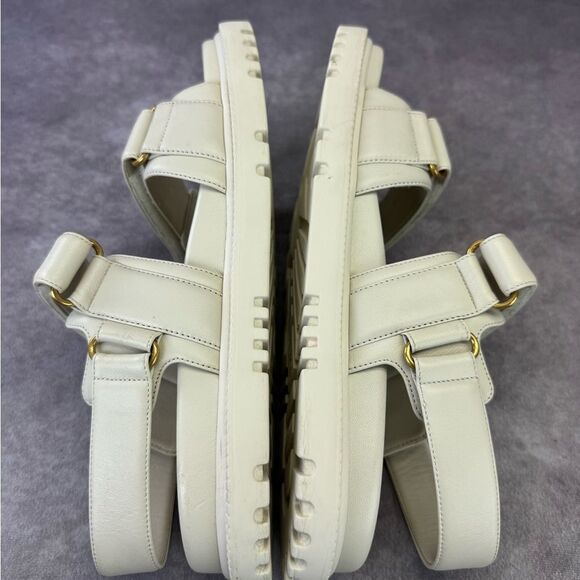 Authentic Dior Dioract Off White Sandals Gold Logo 39.5 - Picture 10 of 16